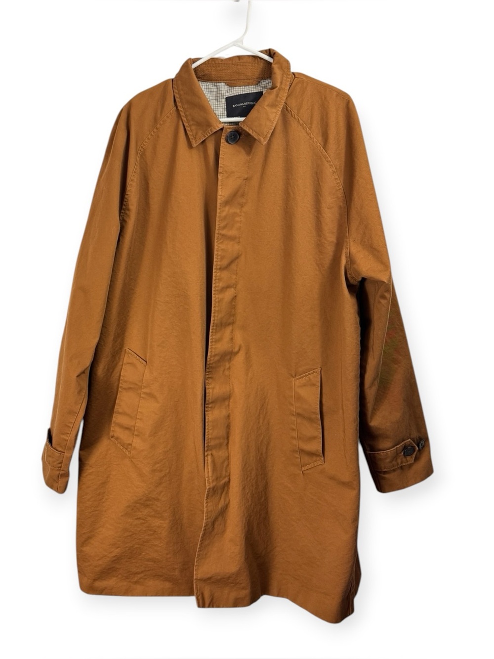 Banana Republic Size XL Waxed Mac Jacket Water Resistant Brown Field Cotton
